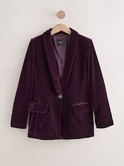Burgundy Red Velvet Single Breasted Blazer - Image 1 of 3