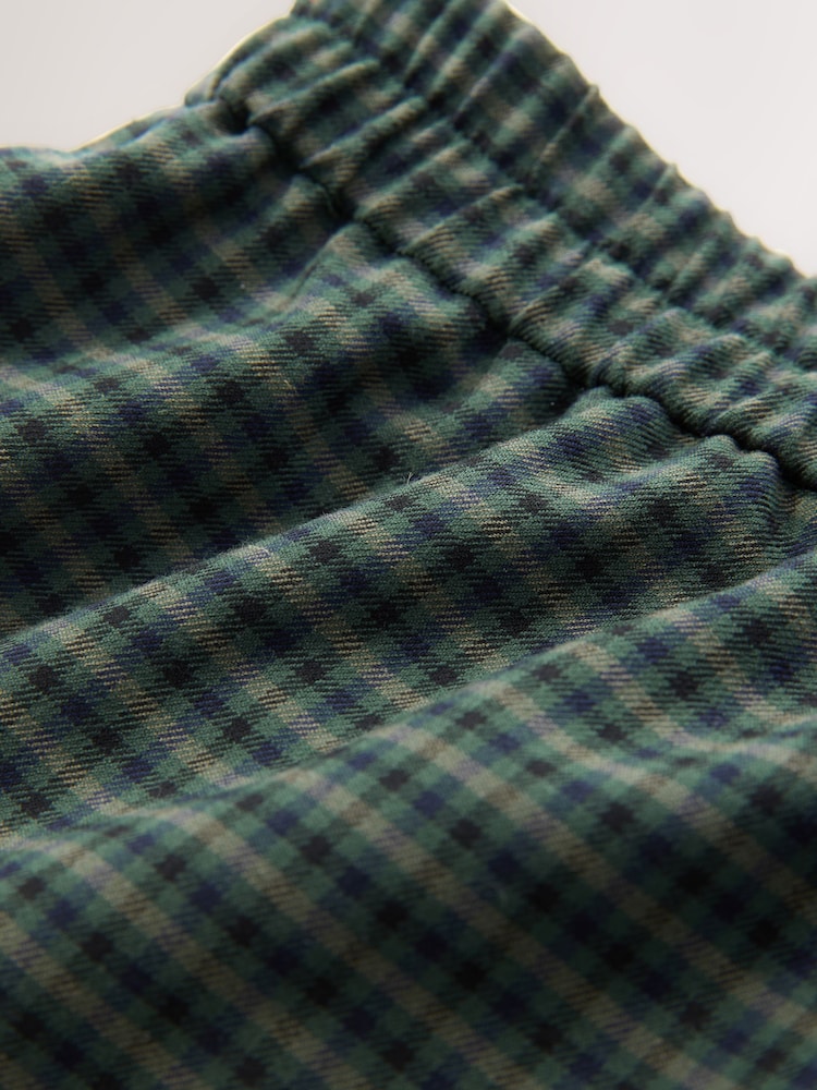Green Check Elasticated Back Wide Leg Trousers - Image 2 of 3
