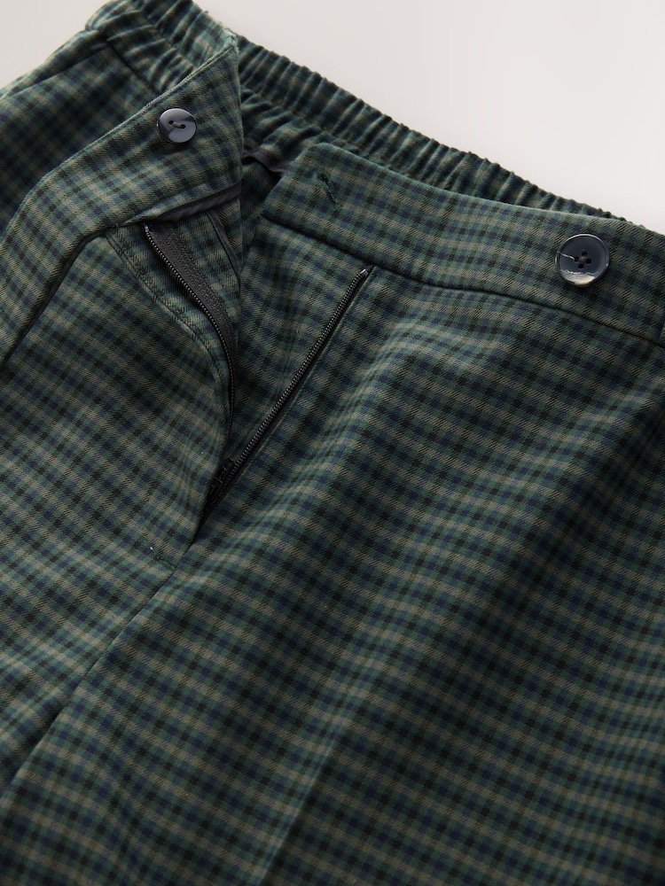 Green Check Elasticated Back Wide Leg Trousers - Image 3 of 3