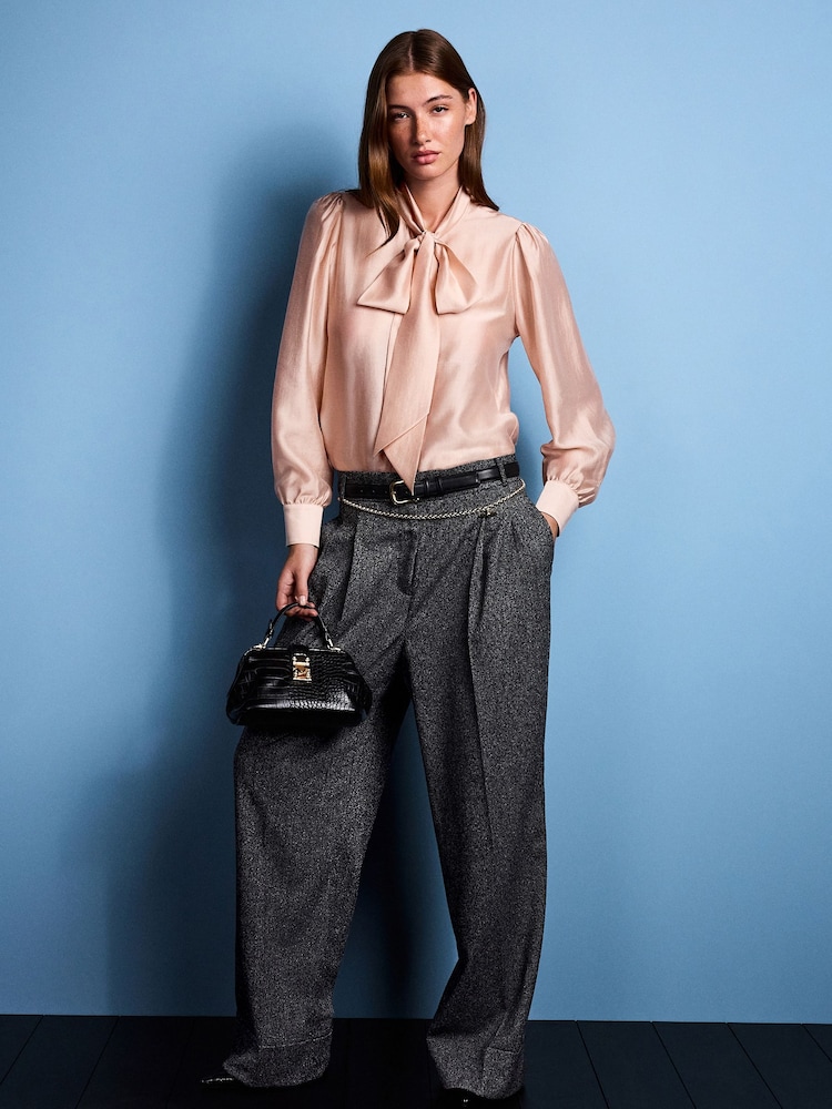 Monochrome Tabitha Simmons X Next Fleck Textured Super-Wide Trousers - Image 1 of 10 Monochrome Tabitha Simmons X Next Fleck Textured Super-Wide Trousers - Image 1 of 10