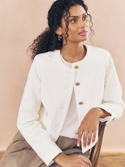 Ecru - Cord Collarless Jacket - Imagem 1 de 7