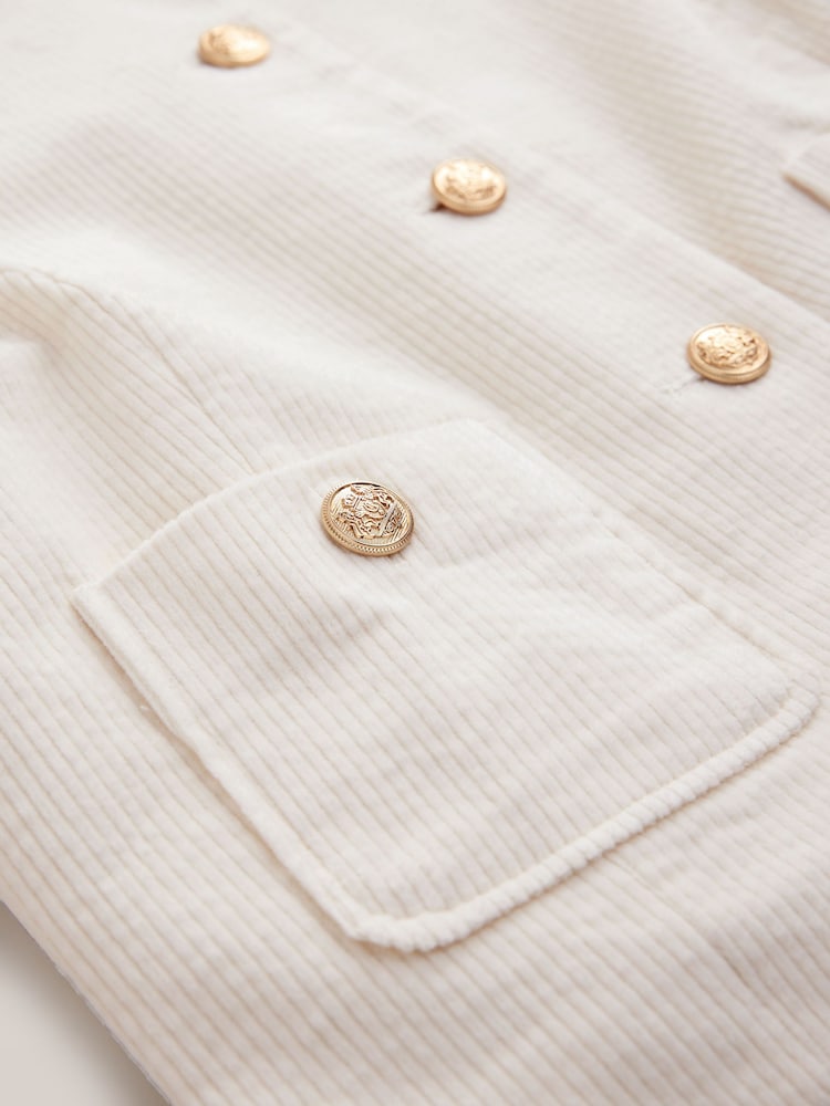 Ecru Cord Collarless Jacket - Image 7 of 7 Ecru Cord Collarless Jacket - Image 7 of 7