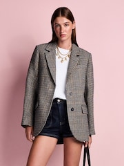 Natural Tabatha Simmons X Next Houndstooth 100% Wool Blazer - Image 1 of 6