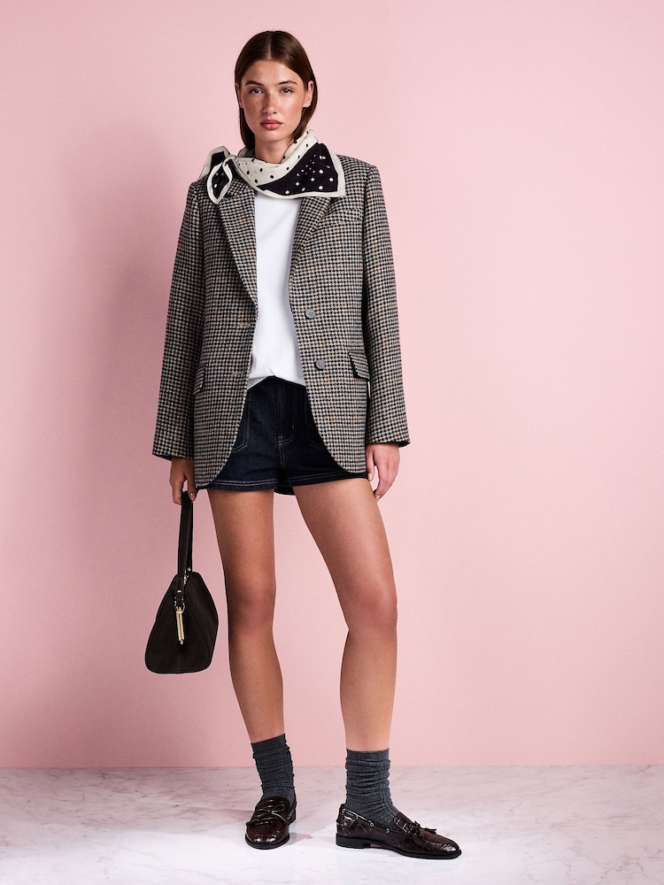Natural Tabatha Simmons X Next Houndstooth 100% Wool Blazer - Image 2 of 6