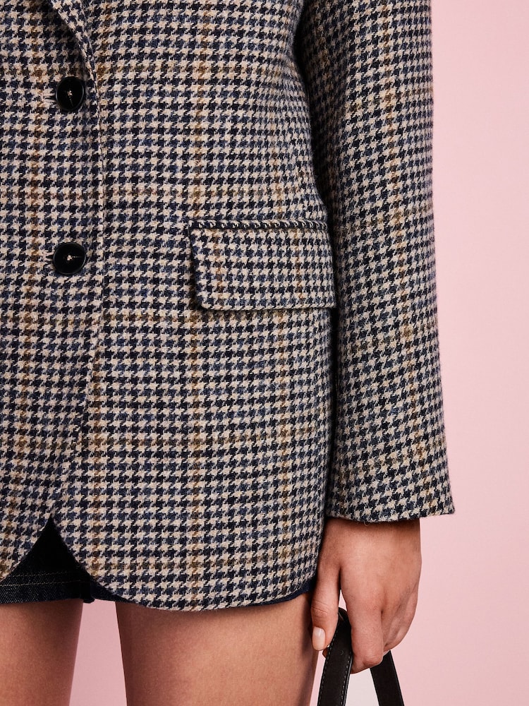 Natural Tabatha Simmons X Next Houndstooth 100% Wool Blazer - Image 6 of 6