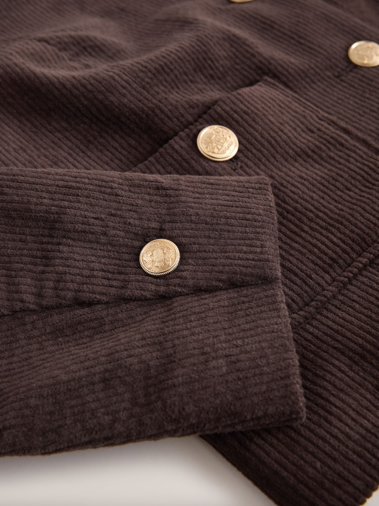 Chocolate Brown Cord Collarless Jacket - Image 7 of 7 Chocolate Brown Cord Collarless Jacket - Image 7 of 7