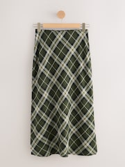 Green Check Midi Slip Skirt - Image 1 of 3