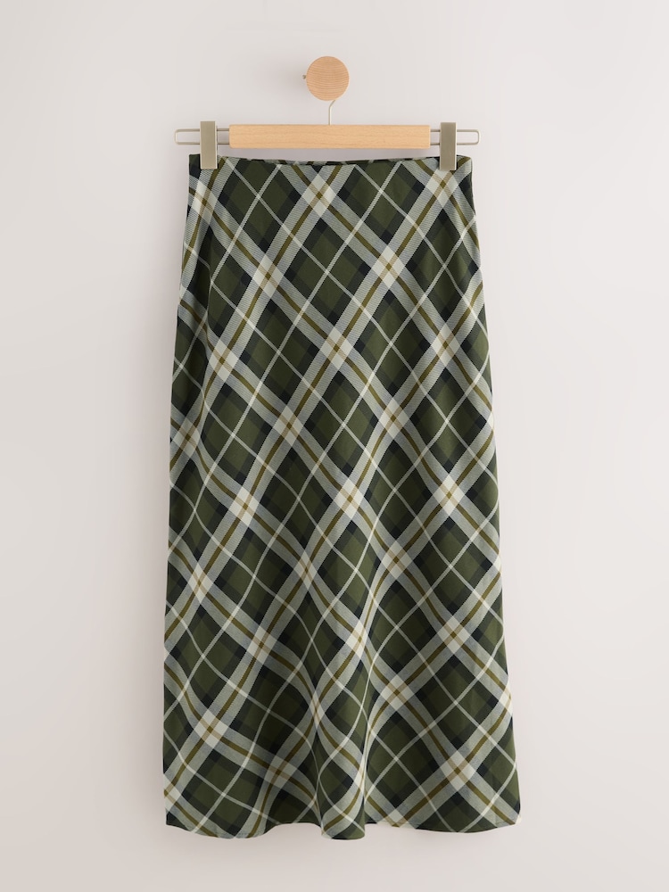 Green Check Midi Slip Skirt - Image 1 of 3 Green Check Midi Slip Skirt - Image 1 of 3