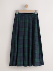 Grün/Marineblau - Tartan Pleated Midi Kilt Skirt - Bild 1 von 3