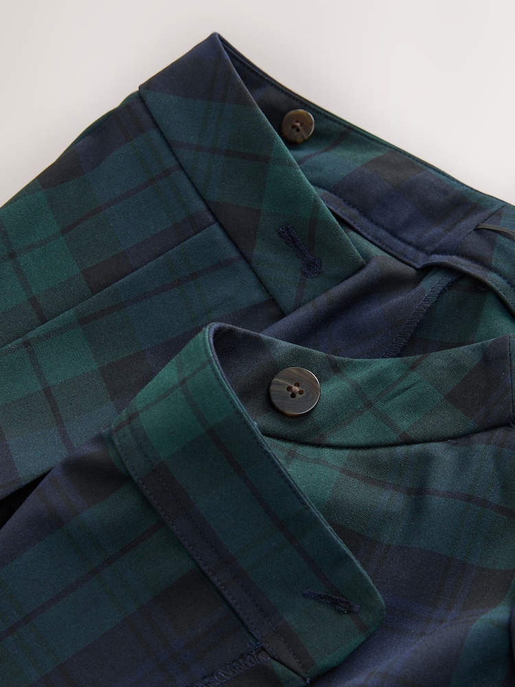 Grün/Marineblau - Tartan Pleated Midi Kilt Skirt - Bild 3 von 3 Grün/Marineblau - Tartan Pleated Midi Kilt Skirt - Bild 3 von 3
