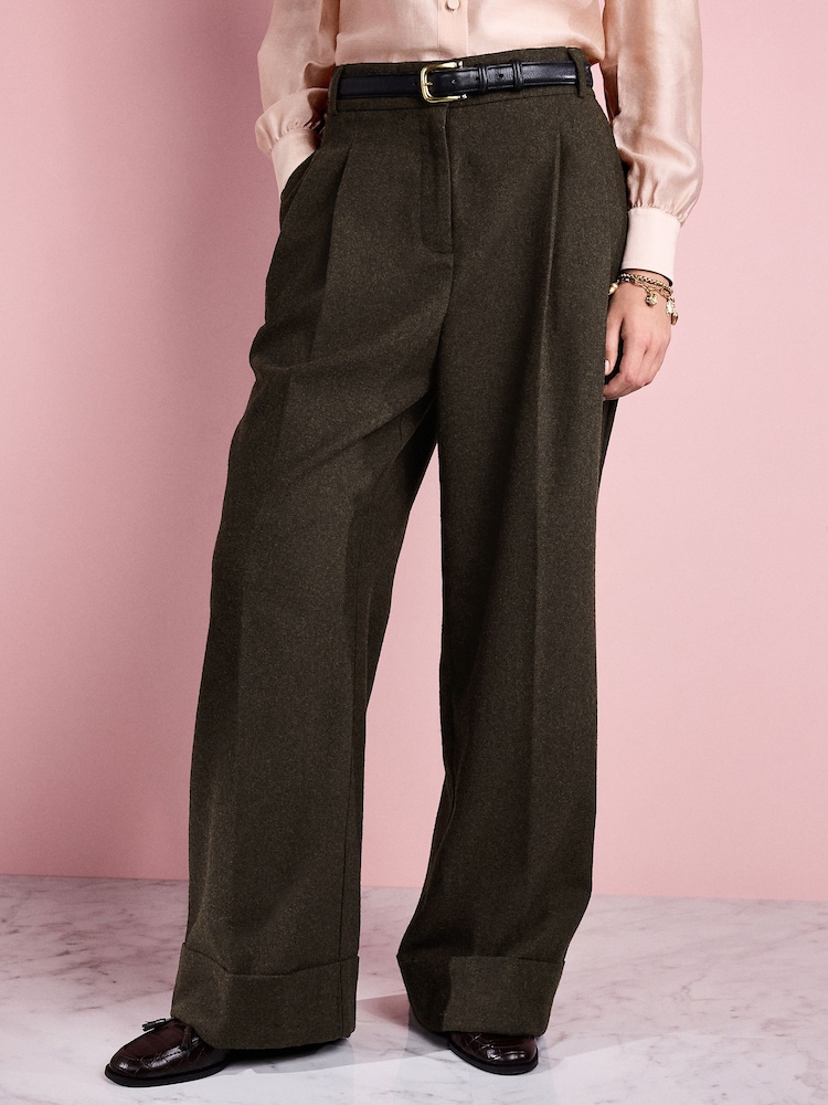 أخضر - Tabitha Simmons X Next Wool Blend Wide Leg Trousers - صورة 1 من 8 أخضر - Tabitha Simmons X Next Wool Blend Wide Leg Trousers - صورة 1 من 8