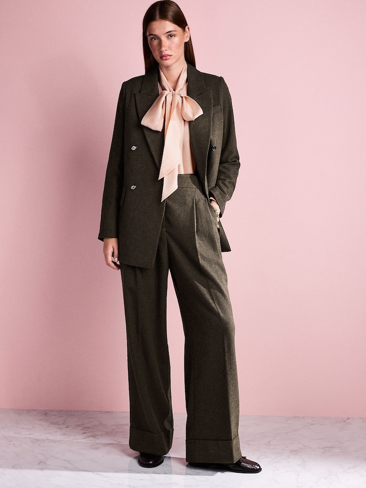أخضر - Tabitha Simmons X Next Wool Blend Wide Leg Trousers - صورة 2 من 8 أخضر - Tabitha Simmons X Next Wool Blend Wide Leg Trousers - صورة 2 من 8