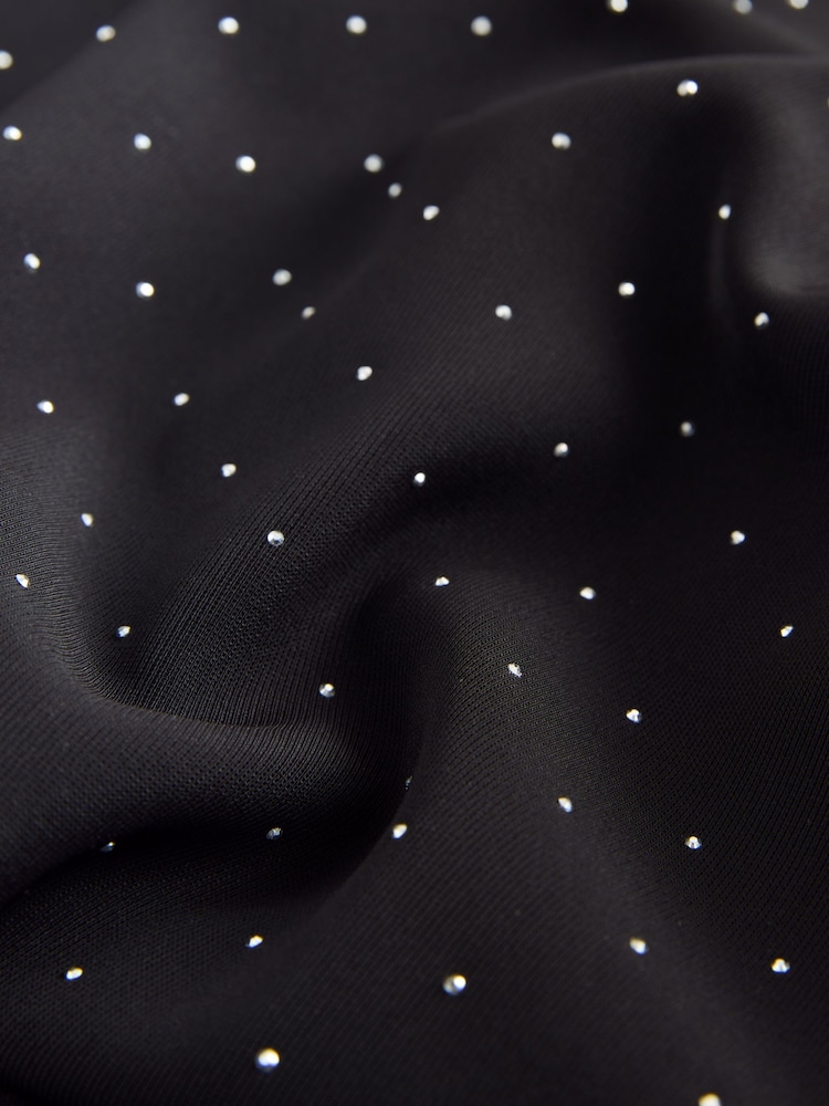 Black Sparkle Stud Embelished Bandeau Midi Dress - Image 3 of 3
