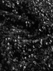 Black Velvet Sequin Embellished Shorts - Image 2 of 4