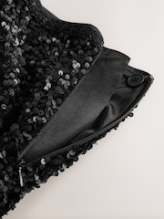 Black Velvet Sequin Embellished Shorts - Image 3 of 4