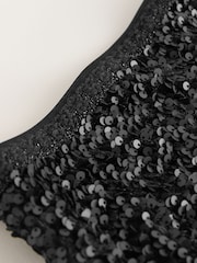 Black Velvet Sequin Embellished Shorts - Image 4 of 4