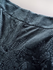 Navy Embossed Velvet Wide Leg Trousers - Image 6 of 9