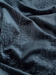 Navy Embossed Velvet Wide Leg Trousers - Image 9 of 9