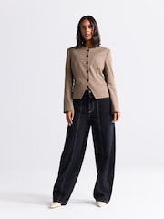 Brown Mini Check V-Neck Blazer - Image 5 of 7