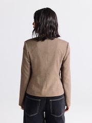 Brown Mini Check V-Neck Blazer - Image 6 of 7