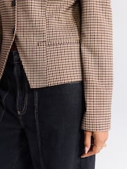 Brown Mini Check V-Neck Blazer - Image 7 of 7