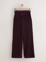 Berry Red Velvet Elastic Back Wide Leg Trousers - Image 1 of 3