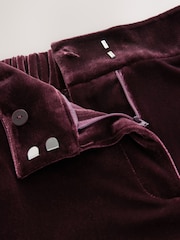 Berry Red Velvet Elastic Back Wide Leg Trousers - Image 2 of 3