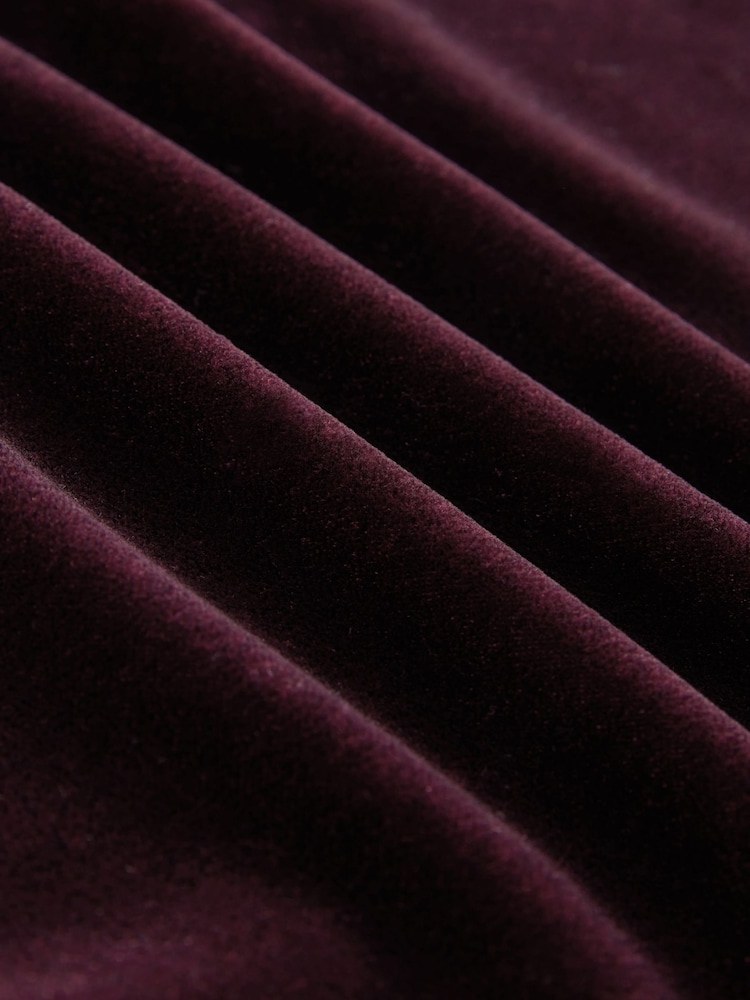 Berry Red Velvet Elastic Back Wide Leg Trousers - Image 3 of 3