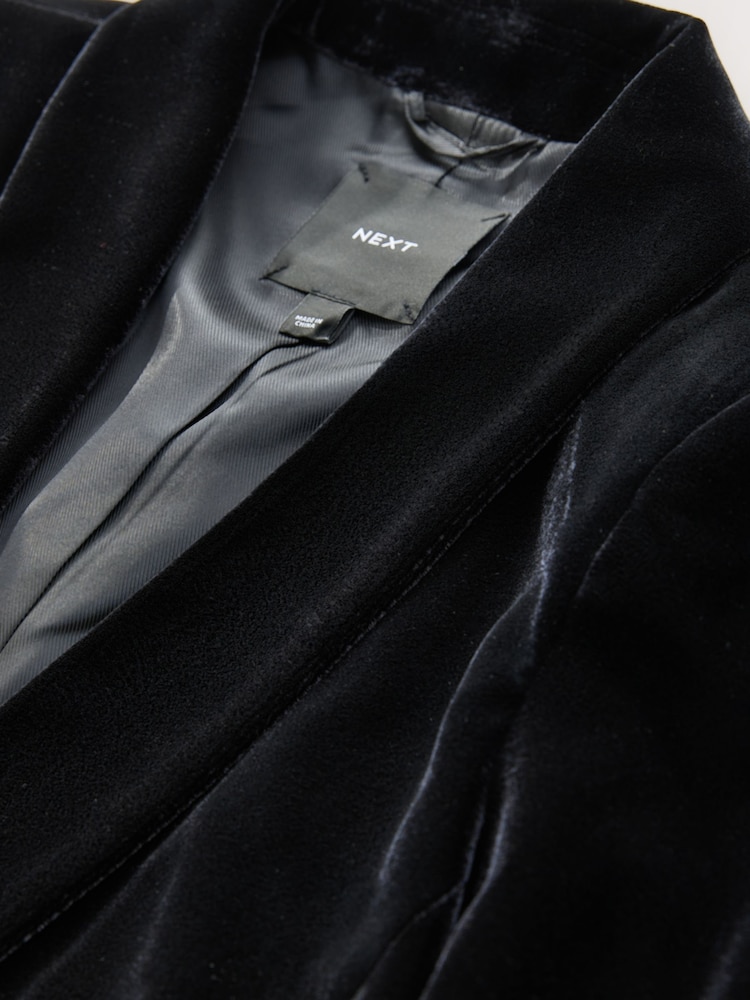 Black Velvet Single Breasted Blazer - Image 2 of 3