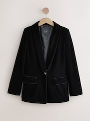 Black Velvet Single Breasted Blazer - Image 6 of 8