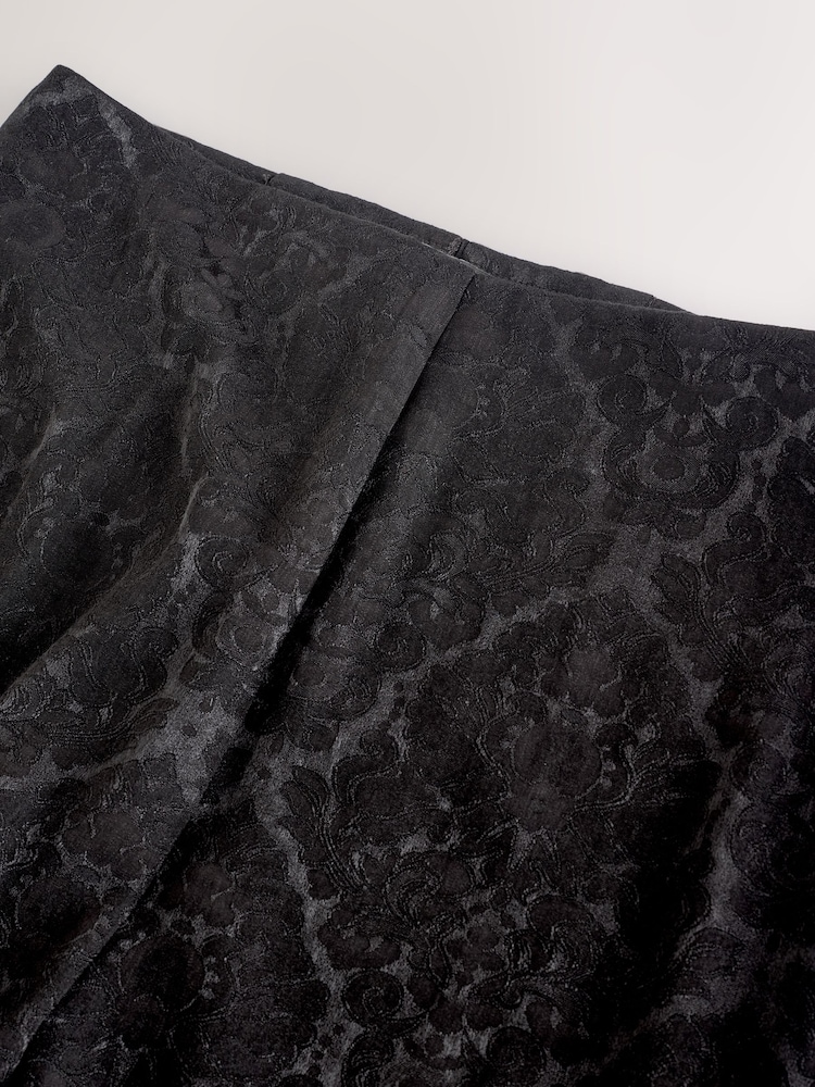 Black Jacquard Straight Leg Occasion Trousers - Image 2 of 5 Black Jacquard Straight Leg Occasion Trousers - Image 2 of 5