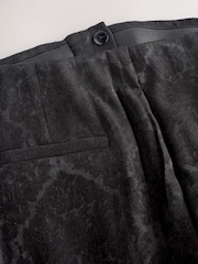 Black Jacquard Straight Leg Occasion Trousers - Image 4 of 5