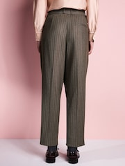 Neutral Tabitha Simmons X Next Stripe Wool Blend Straight Trousers - Image 4 of 10