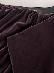 Chocolate Brown Matte Velvet Drape Midi Skirt - Image 6 of 7