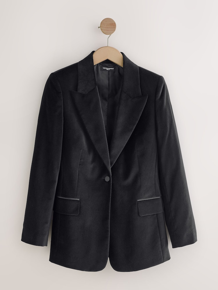 Black Tabitha Simmons Cotton Velvet Single Breasted Blazer - Image 1 of 5 Black Tabitha Simmons Cotton Velvet Single Breasted Blazer - Image 1 of 5