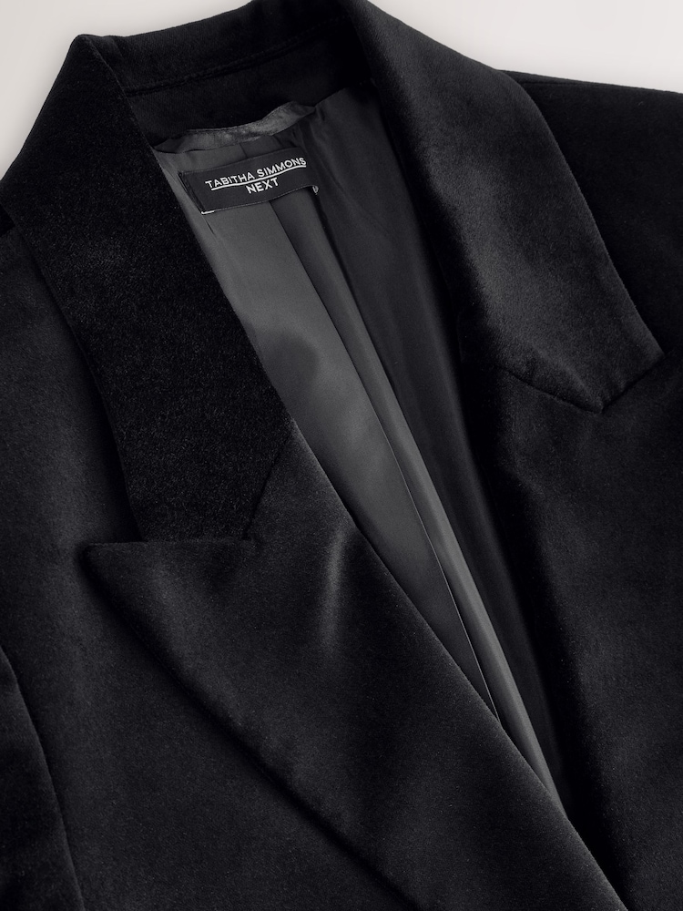 Black Tabitha Simmons Cotton Velvet Single Breasted Blazer - Image 2 of 5 Black Tabitha Simmons Cotton Velvet Single Breasted Blazer - Image 2 of 5