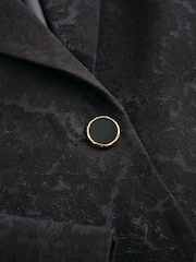Black Jacquard Occasion Single Breasted Blazer - Image 4 of 5
