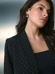 Schwarz - Embellished Stud Ruched Sleeve Occasion Blazer - Bild 7 von 10