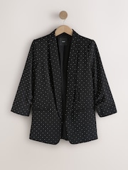 Schwarz - Embellished Stud Ruched Sleeve Occasion Blazer - Bild 8 von 10