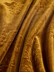 Ochre Yellow Embossed Velvet Wide Leg Trousers - Image 5 of 5