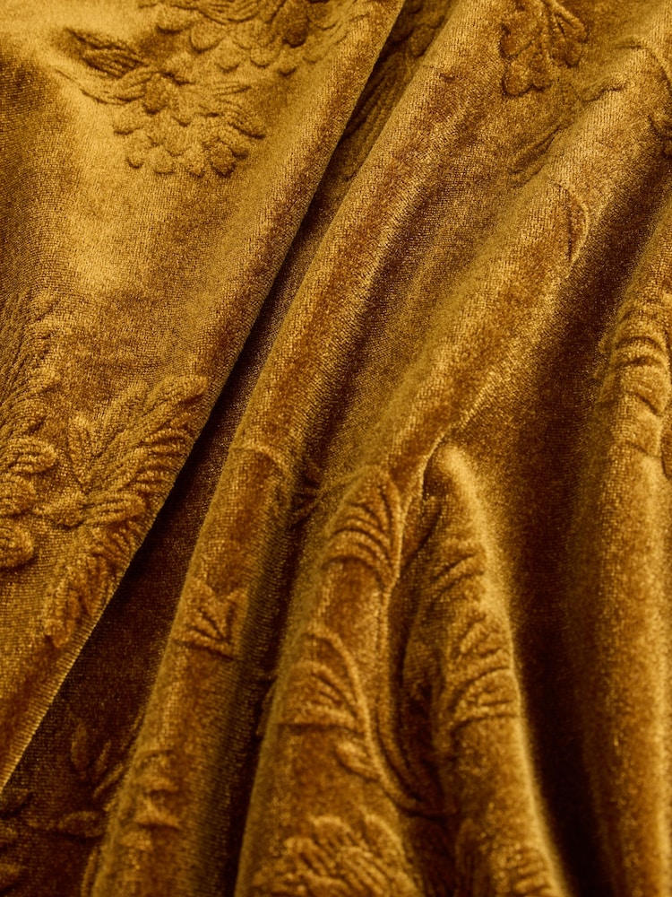 Ochre Yellow Embossed Velvet Wide Leg Trousers - Image 5 of 5 Ochre Yellow Embossed Velvet Wide Leg Trousers - Image 5 of 5