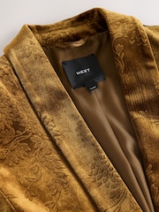 Ochre Yellow Embossed Velvet Single Breasted Blazer - Image 8 of 9