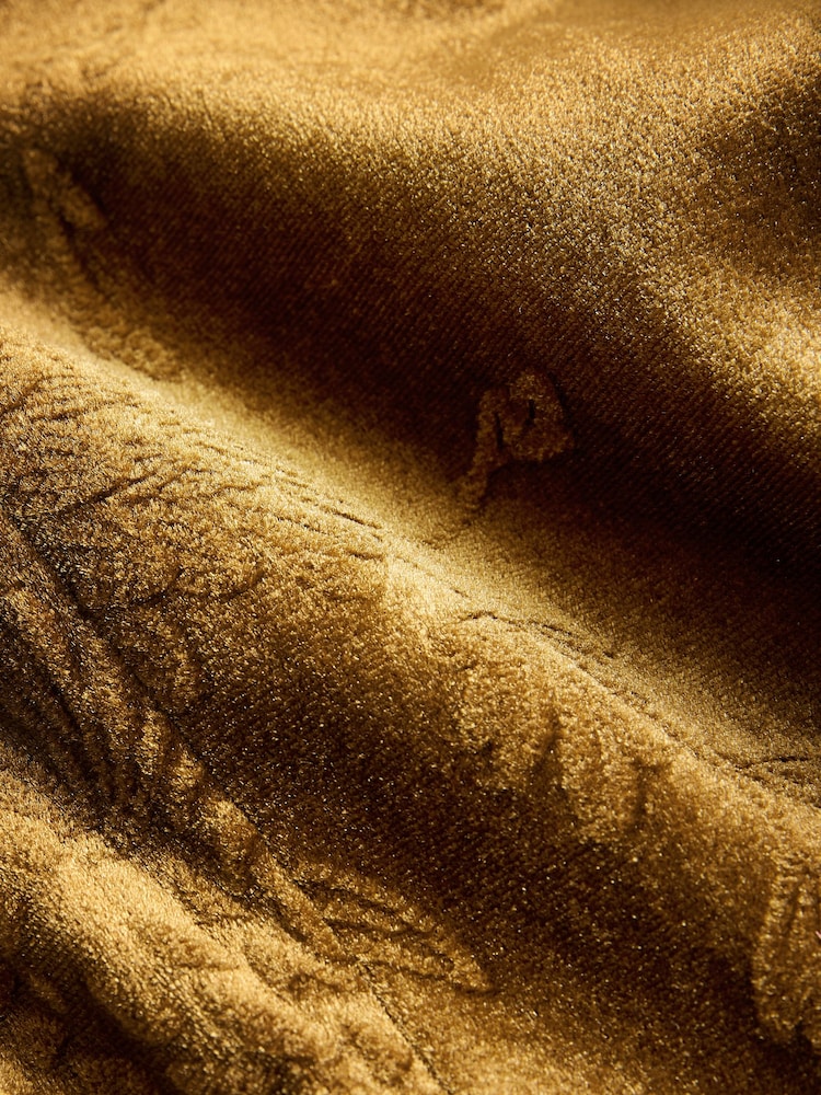 Ochre Yellow Embossed Velvet Single Breasted Blazer - Image 9 of 9