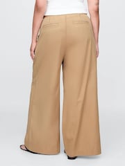 Gap Beige Ultrasoft High Waisted Twill Pleated Wide-Leg Chinos - Image 6 of 8