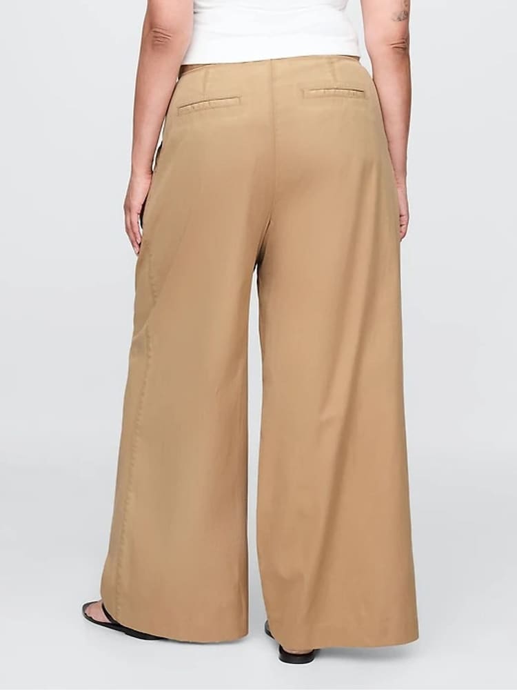 Beige - Gap ultrazachte chino's van keperstof met hoge taille en geplooide wijde pijpen - Image 6 of 8