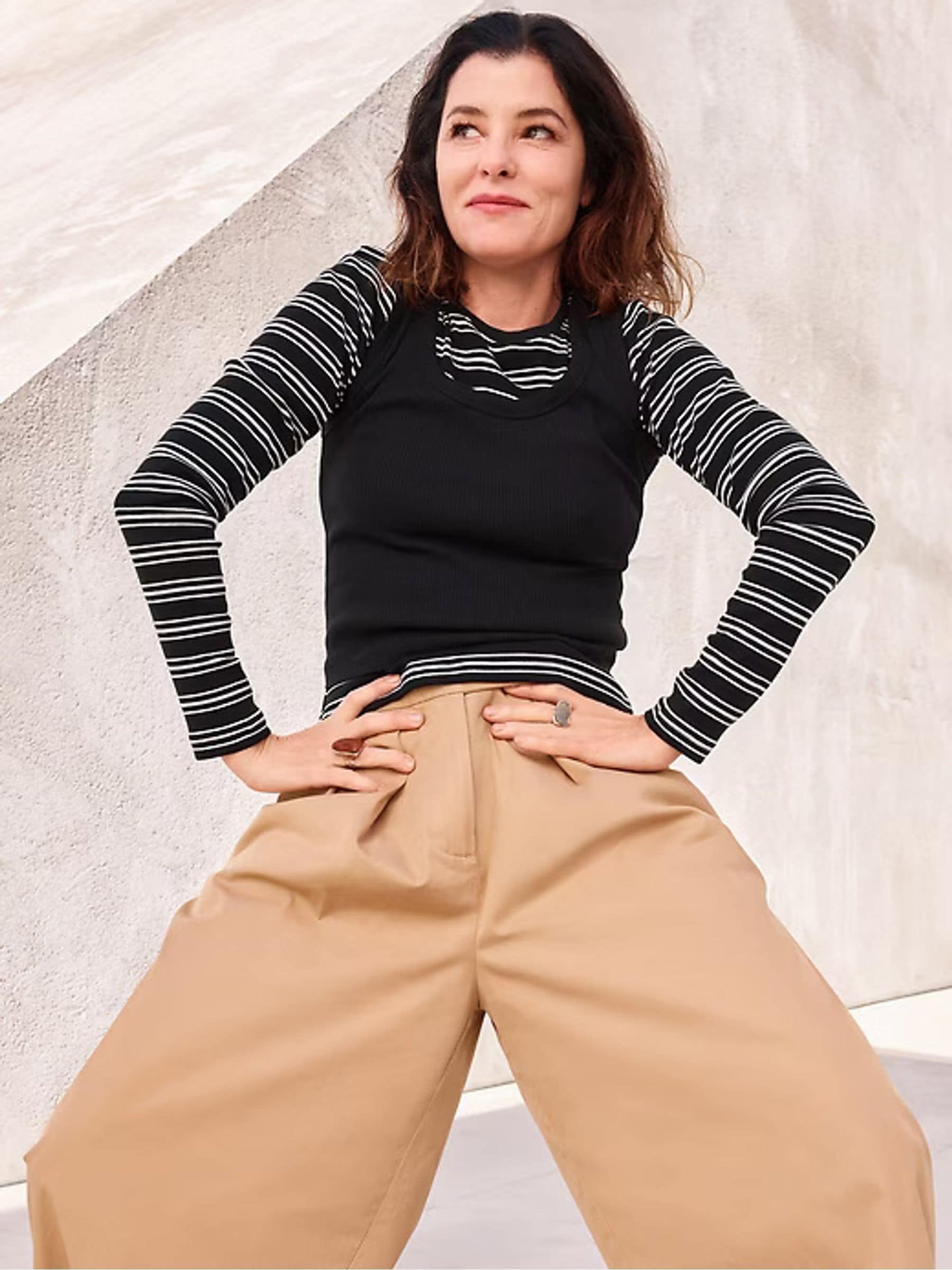 Buy Gap Beige Cotton High Waisted Pleated Wide-Leg Chino Trousers