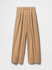 Gap Beige Ultrasoft High Waisted Twill Pleated Wide-Leg Chinos - Image 8 of 8