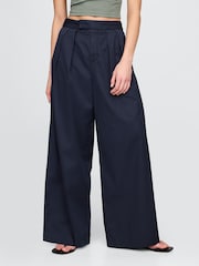 Gap Navy Blue Ultrasoft High Waisted Twill Pleated Wide-Leg Chinos - Image 2 of 7