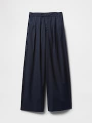 Gap Navy Blue Ultrasoft High Waisted Twill Pleated Wide-Leg Chinos - Image 7 of 7
