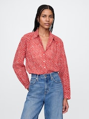 Gap Red Relaxed Button-Front Shirt - Image 1 of 4